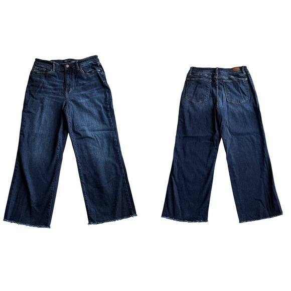 Judy Blue Denim Jeans SUNDAY CHILL HIGH RISE CROPPED WIDE LEG Blue Size 11/30 - Picture 9 of 9